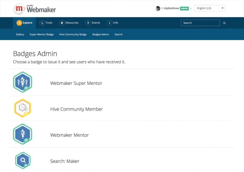 Admin for Webmaker badges